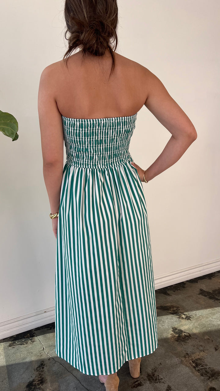 Seaside Stripes Smocked Midi Dress