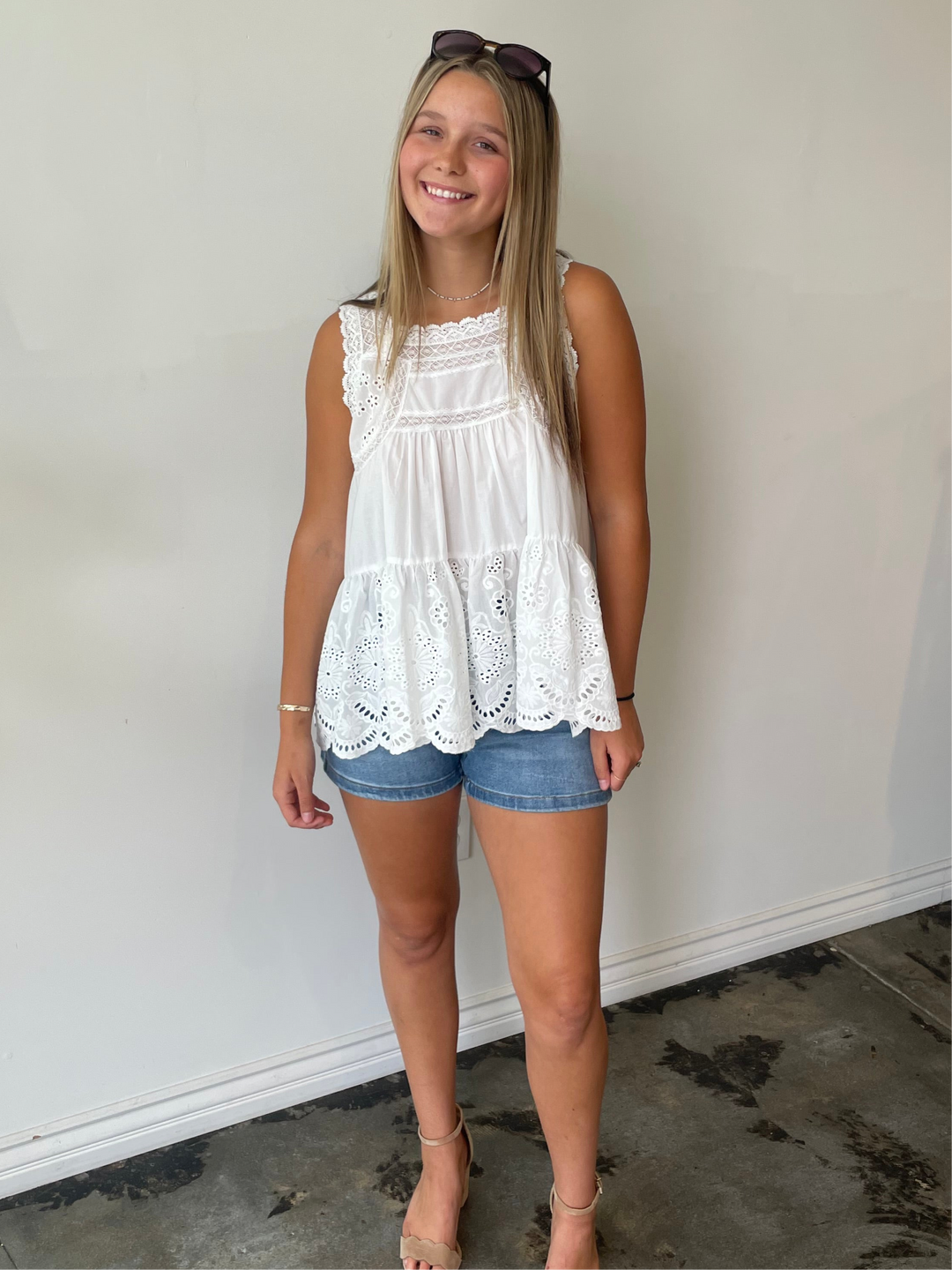 Sunlit Eyelet Lace Top