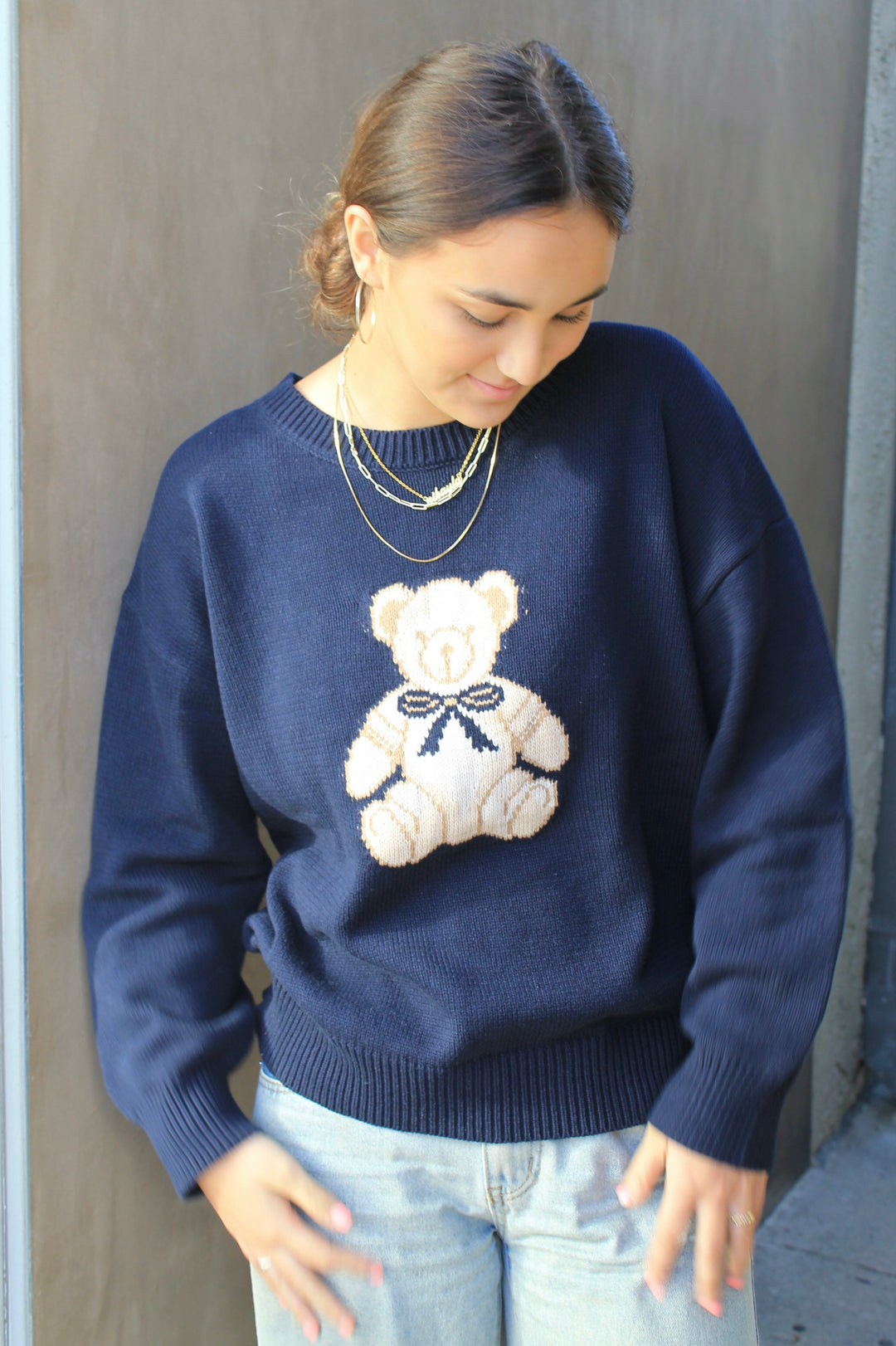 Teddy Bow Knit Sweater