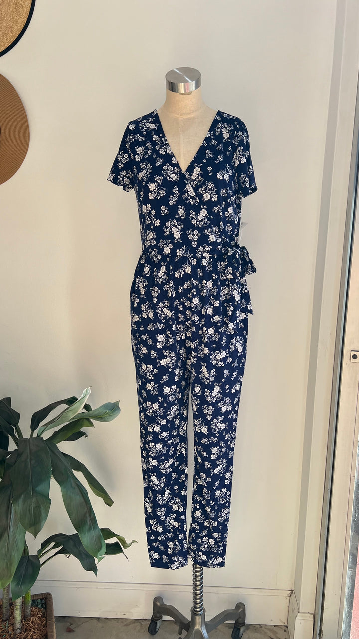 Navy Floral Jumpsuit