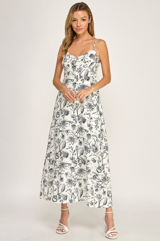 Ivory Floral Maxi Dress