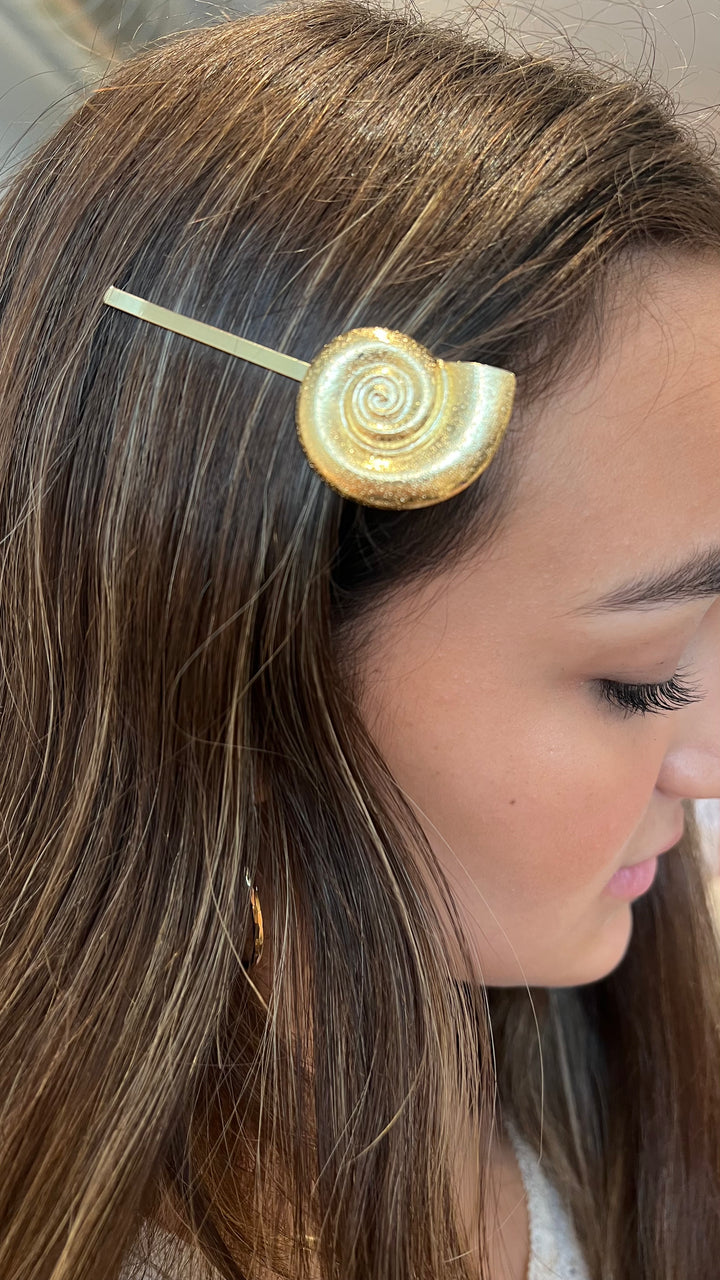 Golden Spiral Shell Hair Clip – Set of 2
