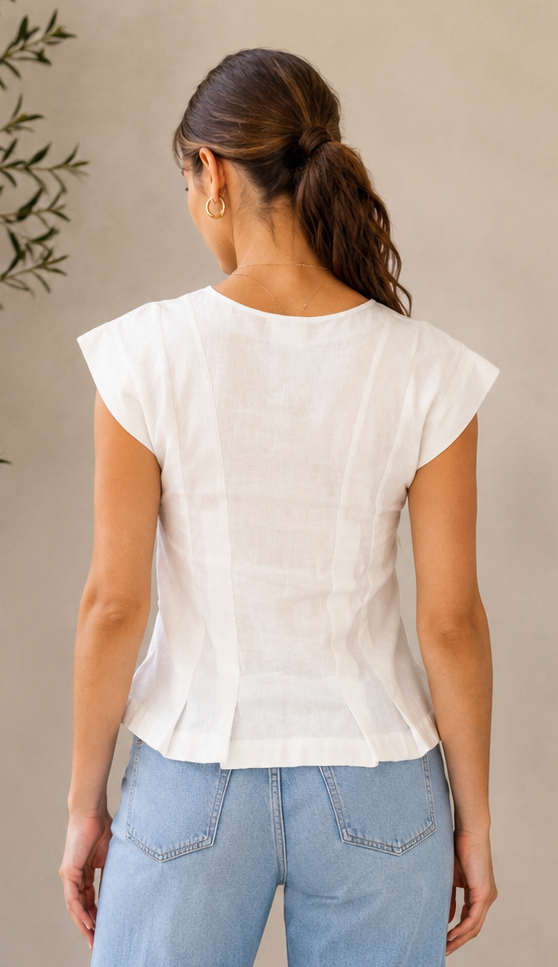 Ivory Linen Look Blouse