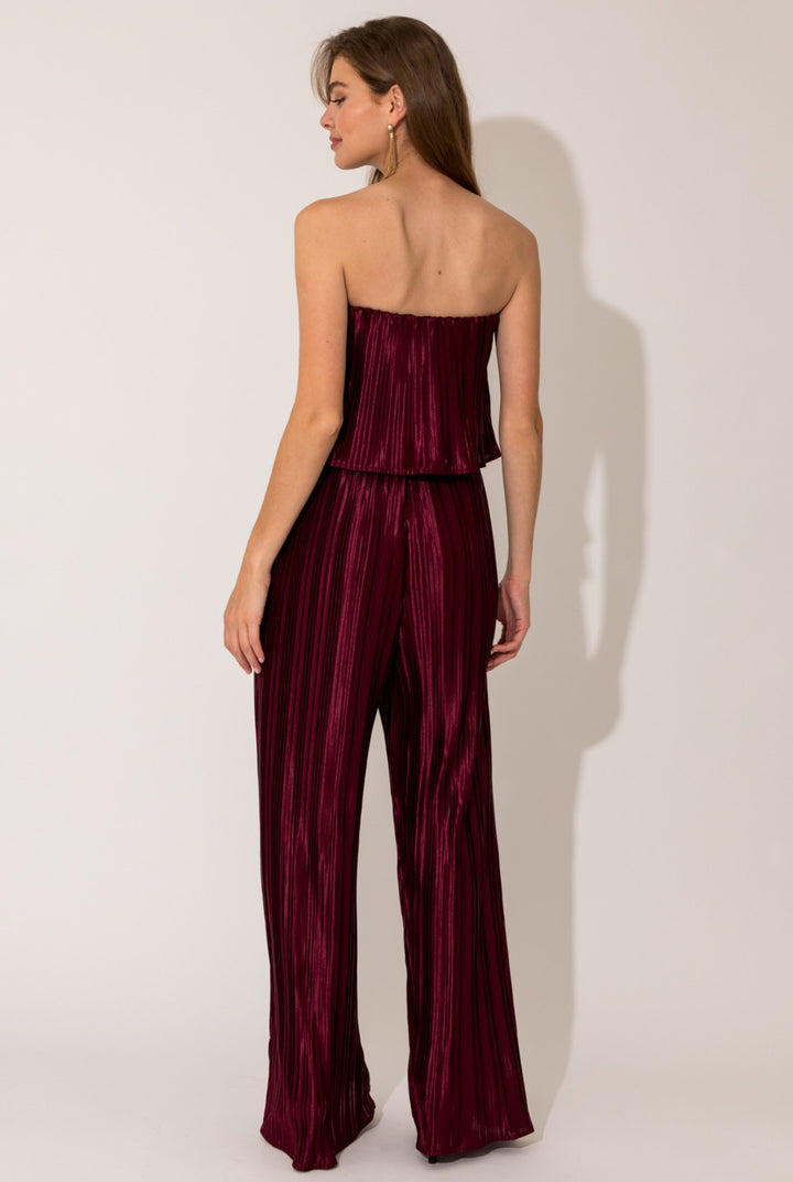 Wine Pleated Jumpsuit