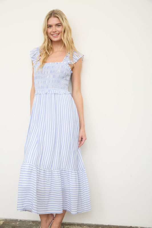 Blue Stripe Midi Dress