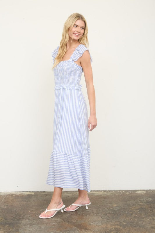 Blue Stripe Midi Dress
