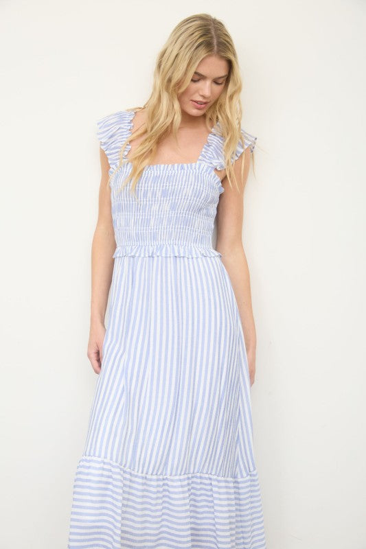Blue Stripe Midi Dress