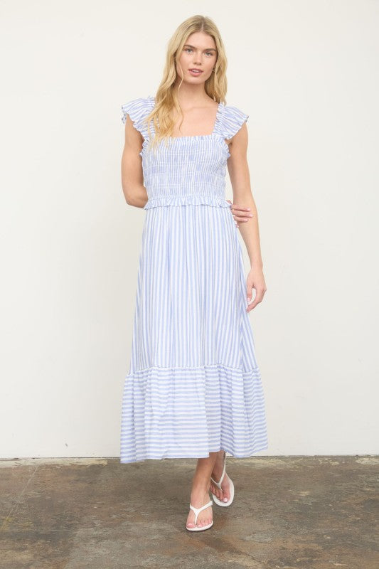 Blue Stripe Midi Dress