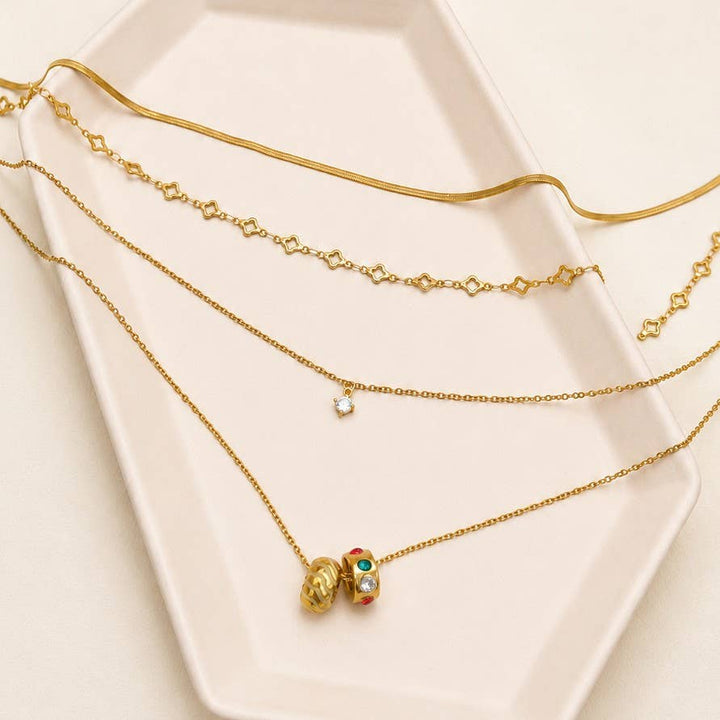 18K STAINLESS STEEL TARNISH FREE LAYERED NECKLACE | 40NK9736
