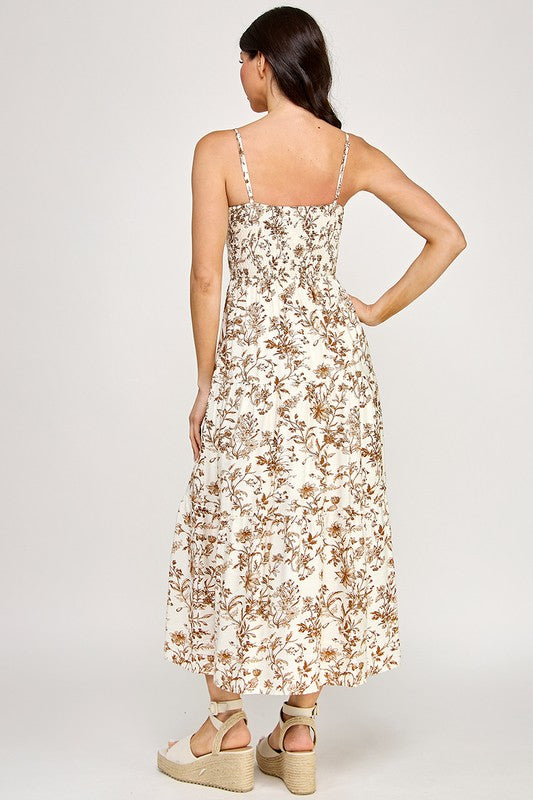 Golden Bloom Tie Front Maxi Dress