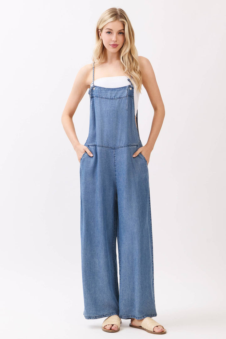 TENCEL SPAGHETTI STRAP WIDE LEG JUMPSUIT - VJ3585A