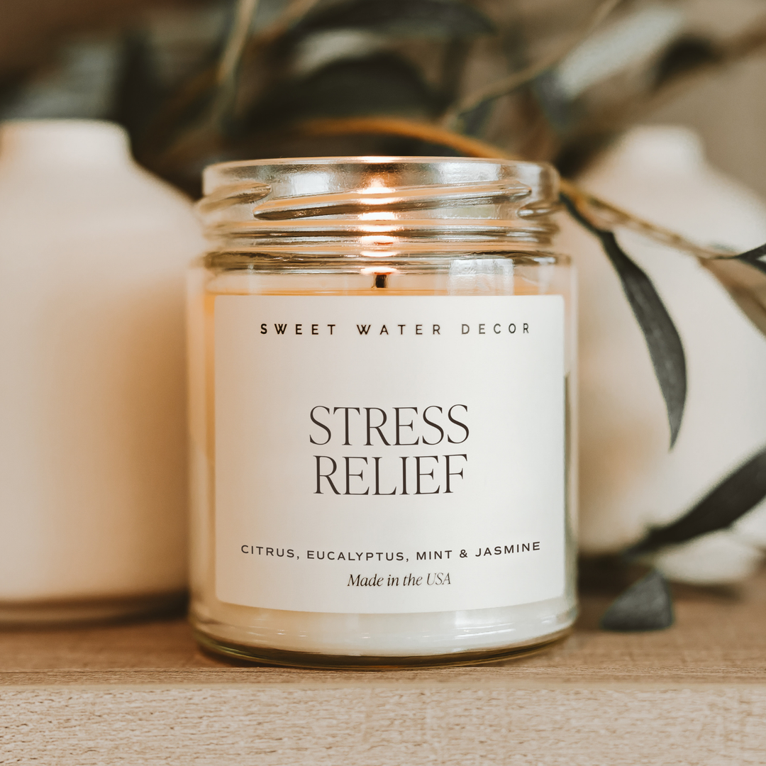 Stress Relief 9 oz Soy Candle - Home Decor & Gifts