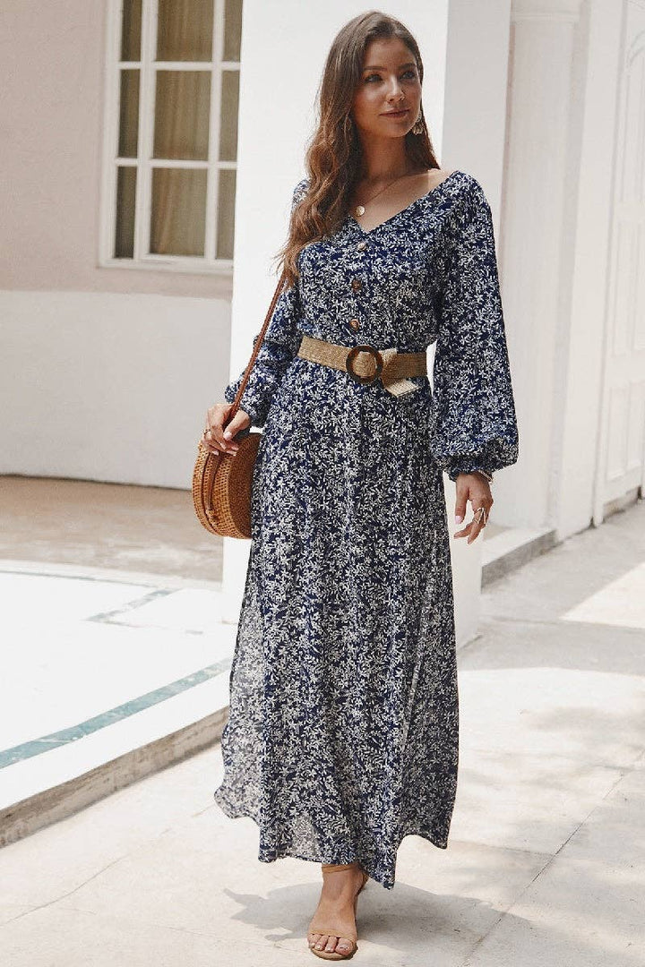 Floral Printed Long Sleeve Maxi Dress