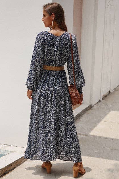 Floral Printed Long Sleeve Maxi Dress