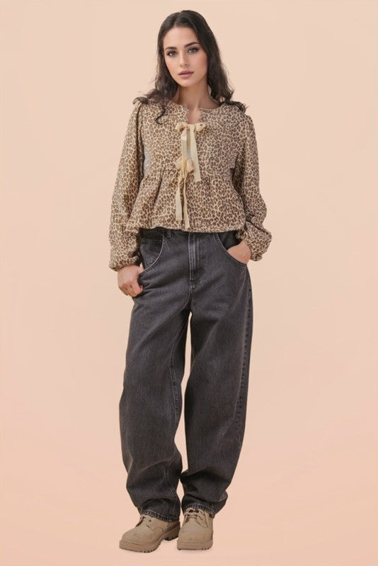 Leopard Bow Blouse