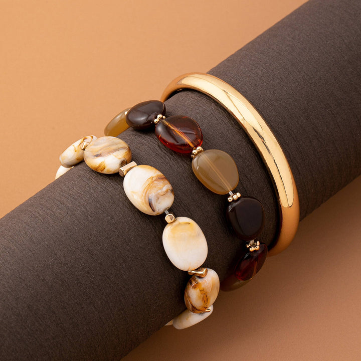 BOHO MULTI ACRYLIC FACET GOLD BRACELET SET | 80B1567