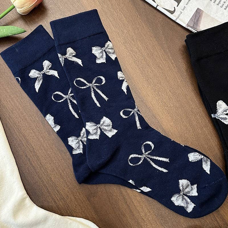 BOW  MID CALF LENGTH SOCKS | 40S02062