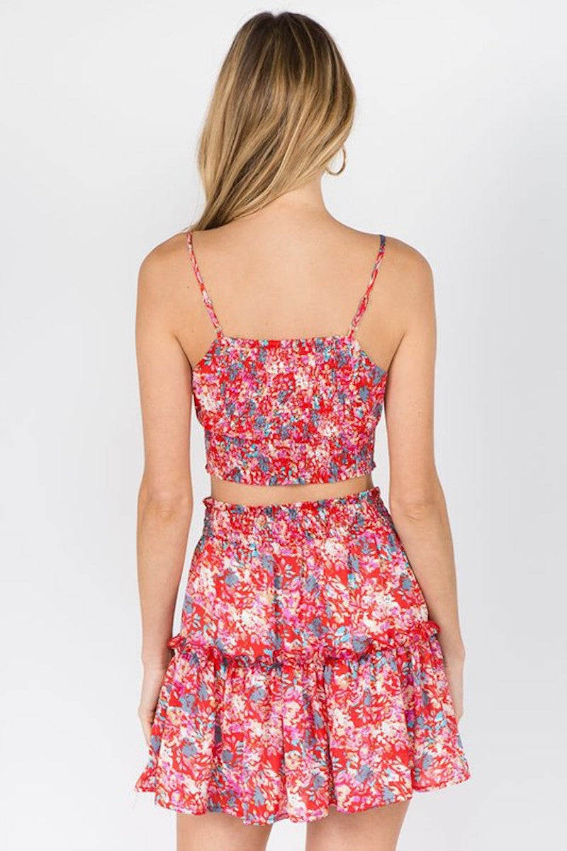 Michelle's Red Print Crop Top