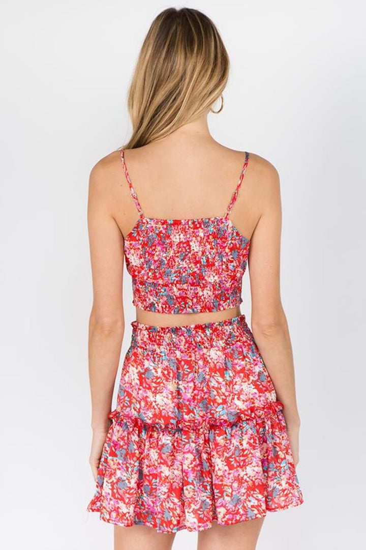 Michelle's Red Print Crop Top